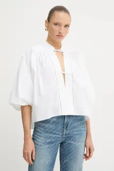 BOSS Orange bluza din bumbac culoarea alb, uni, 50552766 imagine