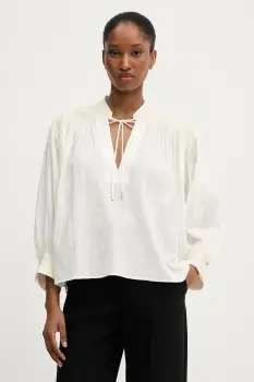 BOSS Orange bluza din bumbac culoarea bej, cu imprimeu, 50546176 imagine