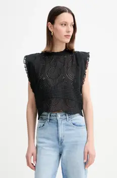 BOSS Orange bluza din bumbac femei, culoarea negru, cu imprimeu, 50538349 imagine