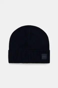 Boss Orange caciula de lana culoarea albastru marin, de lana, din tesatura neteda, 50522447 imagine