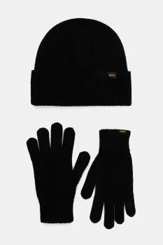 BOSS Orange caciula si manusi de lana 2-pack negru 50551225 imagine