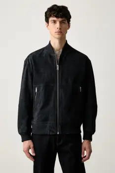 BOSS Orange geaca bomber pentru barbati din piele intoarsa Jonorve imagine