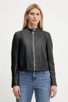 BOSS Orange geaca de piele culoarea negru, de tranzitie, 50545625 imagine