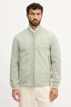 BOSS Orange geaca din piele intoarsa culoarea verde, de tranzitie, 50543505 imagine