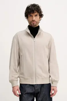 BOSS Orange geaca din piele intoarsa Jarip culoarea gri, de tranzitie, 50552111 imagine