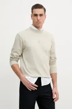 BOSS Orange hanorac de bumbac barbati, culoarea bej, neted, 50536779 imagine