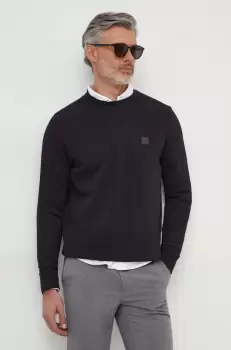 Boss Orange hanorac de bumbac barbati, culoarea negru, melanj imagine