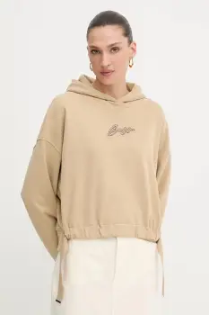 BOSS Orange hanorac de bumbac culoarea verde, cu gluga, cu imprimeu, 50545507 imagine