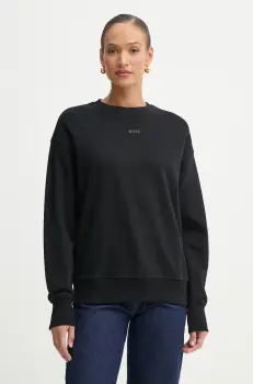BOSS Orange hanorac de bumbac femei, culoarea negru, neted, 50534821 imagine