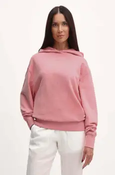 Boss Orange hanorac de bumbac femei, culoarea roz, cu gluga, neted, 50519524 imagine