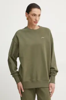 BOSS Orange hanorac de bumbac femei, culoarea verde, neted, 50534821 imagine