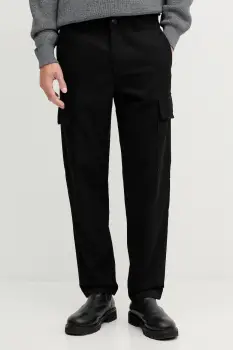 BOSS Orange pantaloni cu lana culoarea negru, mulata, 50553971 imagine