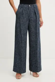 BOSS Orange pantaloni culoarea bleumarin, lat, high waist, 50553824 imagine