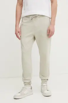 BOSS Orange pantaloni de trening din bumbac barbati, culoarea bej, neted, 50533392 imagine