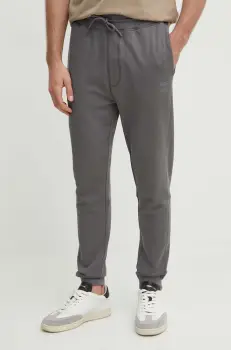 Boss Orange pantaloni de trening din bumbac culoarea gri, melanj imagine