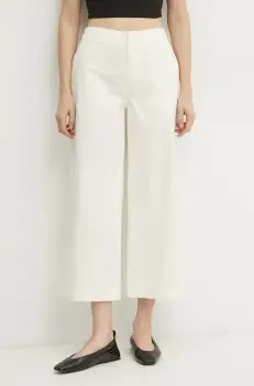 BOSS Orange pantaloni femei, culoarea bej, lat, high waist, 50531767 imagine