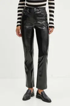 Boss Orange pantaloni femei, culoarea negru, drept, high waist, 50524951 imagine