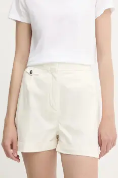 BOSS Orange pantaloni scurti culoarea bej, neted, high waist, 50540402 imagine