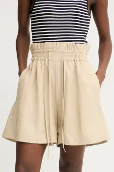 BOSS Orange pantaloni scurti de pentru femei, cu amestec de in C Tacolina imagine