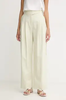 BOSS Orange pantaloni wide leg pentru femei, cu amestec de in C Talily imagine