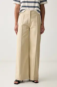 BOSS Orange pantaloni wide leg pentru femei din bumbac cu elastan C_Tawide imagine