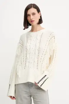 BOSS Orange pulover culoarea bej, calduros, 50543949 imagine