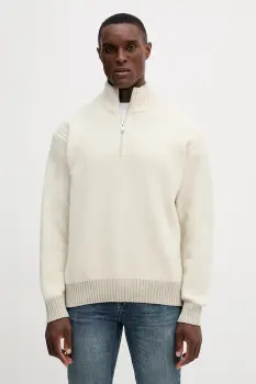 BOSS Orange pulover culoarea bej, light, cu turtleneck, 50548669 imagine