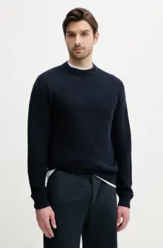 BOSS Orange pulover de bumbac barbati, culoarea albastru marin, light, 50538290 imagine