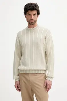 BOSS Orange pulover de bumbac culoarea bej, 50543690 imagine