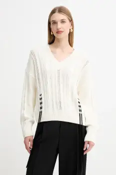 BOSS Orange pulover de bumbac culoarea bej, 50545875 imagine