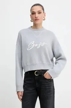 BOSS Orange pulover de bumbac culoarea gri, 50543979 imagine