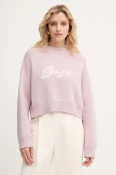 BOSS Orange pulover de bumbac culoarea roz, 50543979 imagine