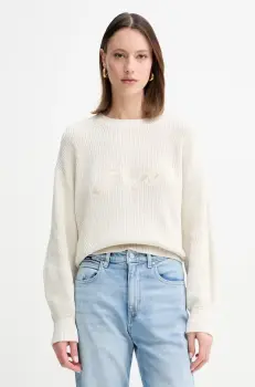 BOSS Orange pulover de bumbac femei, culoarea bej, 50540285 imagine