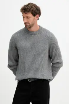 BOSS Orange pulover de lana culoarea gri, 50548674 imagine