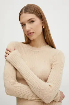 Boss Orange pulover de lana femei, culoarea bej, light, 50531296 imagine