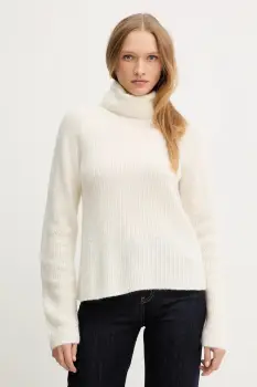 BOSS Orange pulover din amestec de lana culoarea bej, light, cu guler, 50548937 imagine