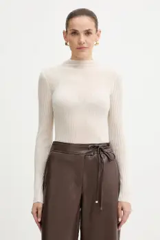 BOSS Orange pulover din amestec de lana culoarea bej, light, cu turtleneck, 50549391 imagine