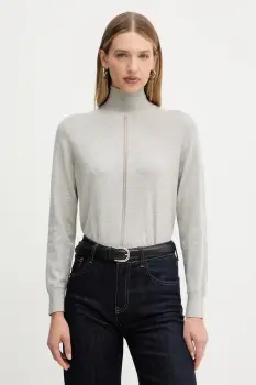 BOSS Orange pulover din amestec de lana culoarea gri, light, cu turtleneck, 50551356 imagine