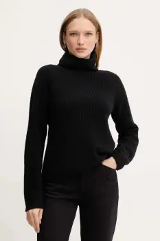 BOSS Orange pulover din amestec de lana culoarea negru, light, cu guler, 50548937 imagine