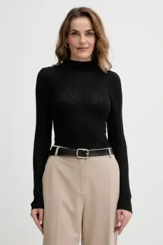 BOSS Orange pulover din amestec de lana culoarea negru, light, cu turtleneck, 50549391 imagine