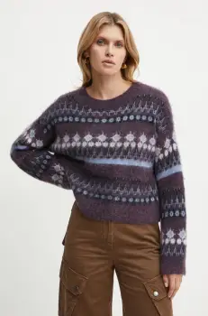 Boss Orange pulover din amestec de lana femei, culoarea violet, calduros, 50525157 imagine