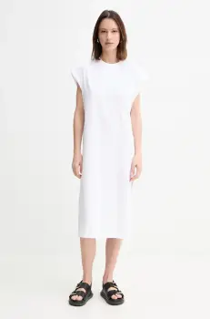 BOSS Orange rochie culoarea alb, midi, drept, 50540442 imagine