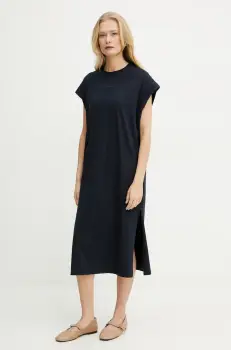 BOSS Orange rochie culoarea albastru marin, midi, drept, 50540442 imagine