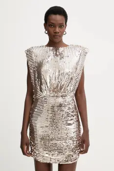 BOSS Orange rochie culoarea auriu, mini, mulata, 50548317 imagine