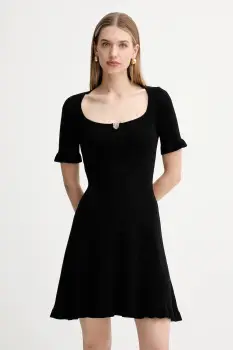 BOSS Orange rochie culoarea negru, mini, evazati, 50543978 imagine