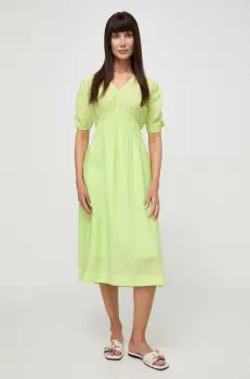 Boss Orange rochie culoarea verde, midi, evazati imagine
