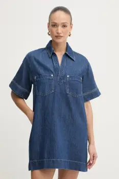 BOSS Orange rochie denim C polo DRESS imagine