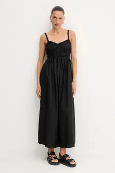 BOSS Orange rochie din bumbac culoarea negru, maxi, evazati, 50537919 imagine