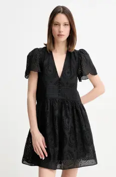 BOSS Orange rochie din bumbac culoarea negru, mini, evazati, 50538362 imagine