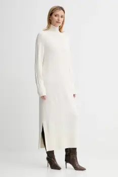 BOSS Orange rochie din lana culoarea bej, maxi, drept, 50548961 imagine